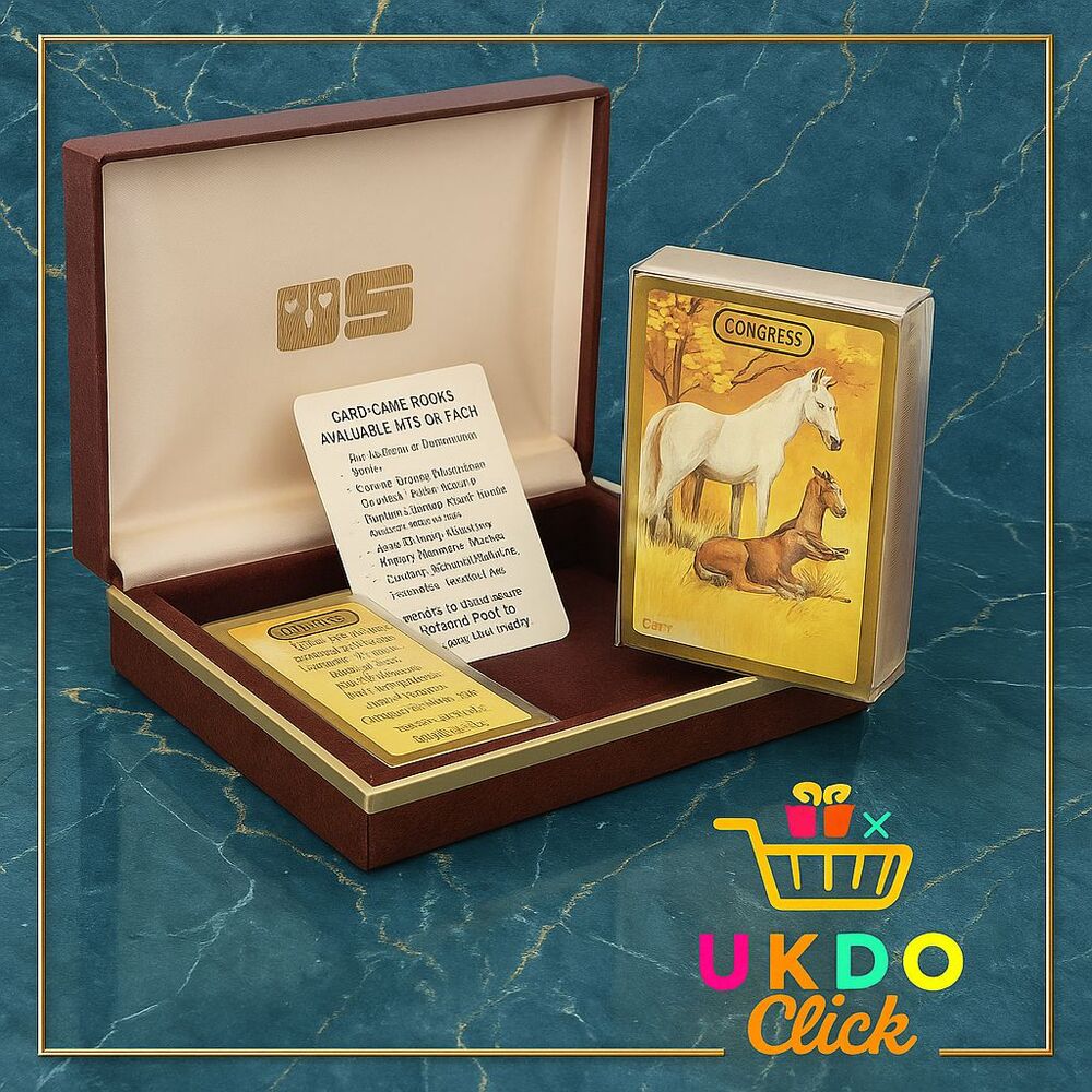 Vintage Congress Playing Cards Set – Horse Theme Art | Double Deck in Velvet Box